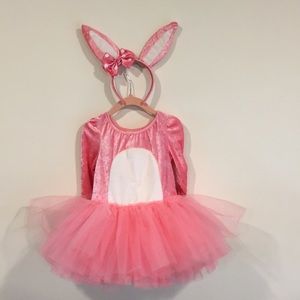 EUC Gymboree pink & white velour bunny costume w/ ears